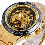2016 WINNER Gold Watches Top Luxury Brand Men Automatic Mechanical Watch Male Skeleton Wristwatches Full Steel Sports Design