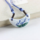 Miredo jewelry wholesale cat blue and white porcelain necklaces women's mothers gift necklace pendant free shipping #00061