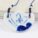 Miredo jewelry wholesale cat blue and white porcelain necklaces women's mothers gift necklace pendant free shipping #00061
