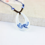 Miredo jewelry wholesale cat blue and white porcelain necklaces women's mothers gift necklace pendant free shipping #00061