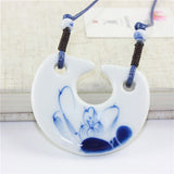 Miredo jewelry wholesale cat blue and white porcelain necklaces women's mothers gift necklace pendant free shipping #00061