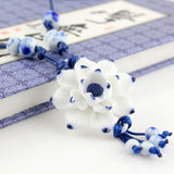 Kongfu in hands brand product Hot Sale free shipping lotus Long Necklace Sweater Chain blue and white ceramic accessories